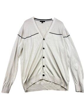 Banana Republic Men's V-Neck Button Up Cardigan Long Sleeve Size XL Off-White
